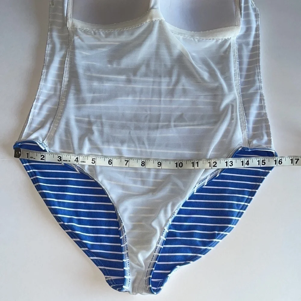 Nip Tuck Chambray Riviera Stripe Joanne Twist Tummy Control One Piece Swimsuit